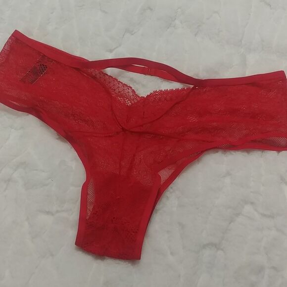 NWOT XL Vintage Victoria's Secret Very Sexy Cheeky Pink/Red Strappy Detail - Picture 11 of 17